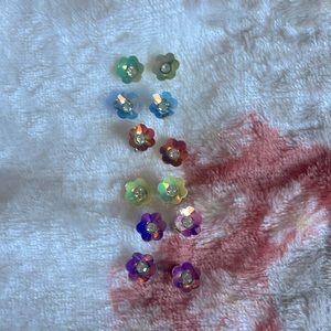 Colored flower earrings
